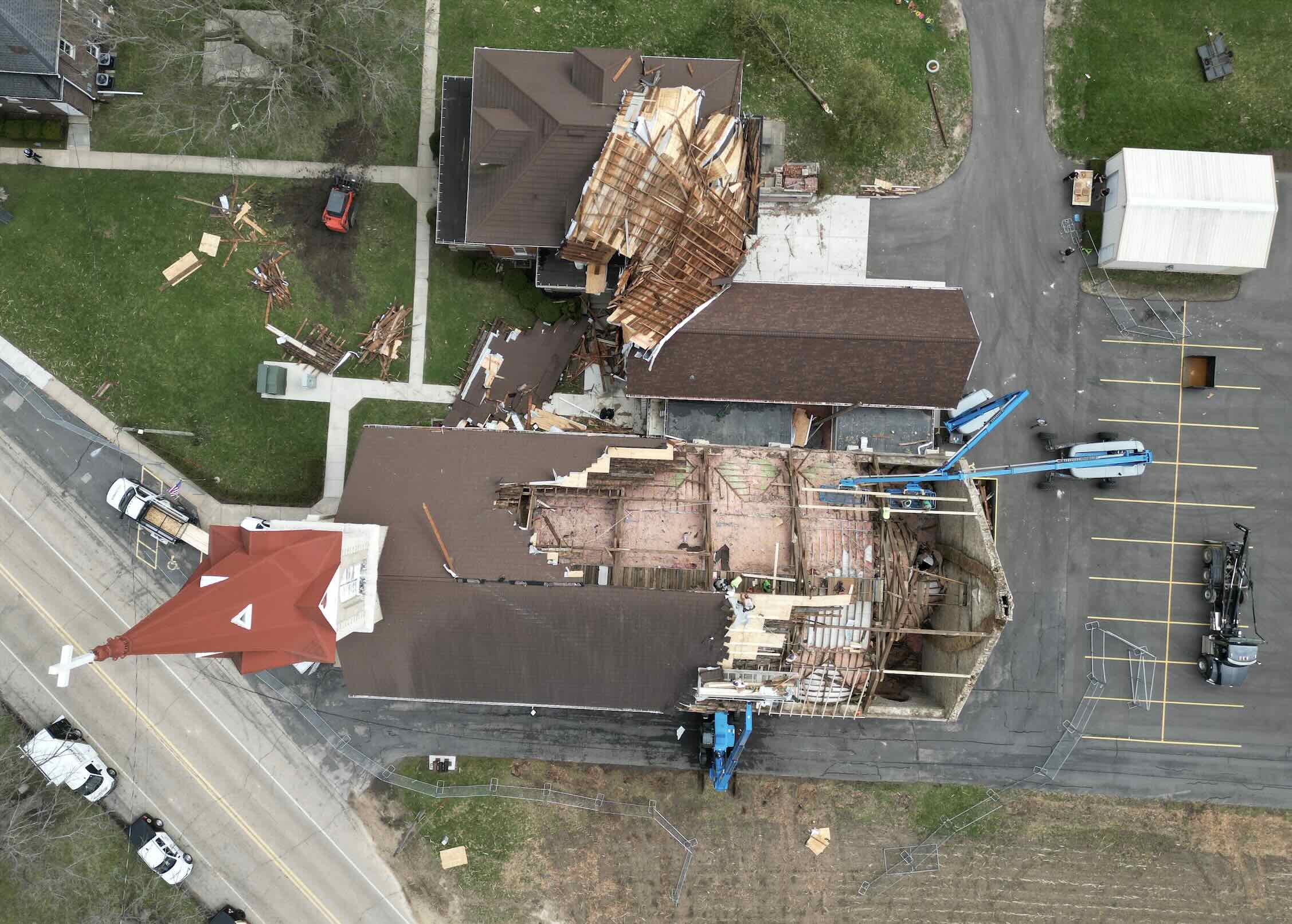 before damage of a church that was affected by storm and tornado damage